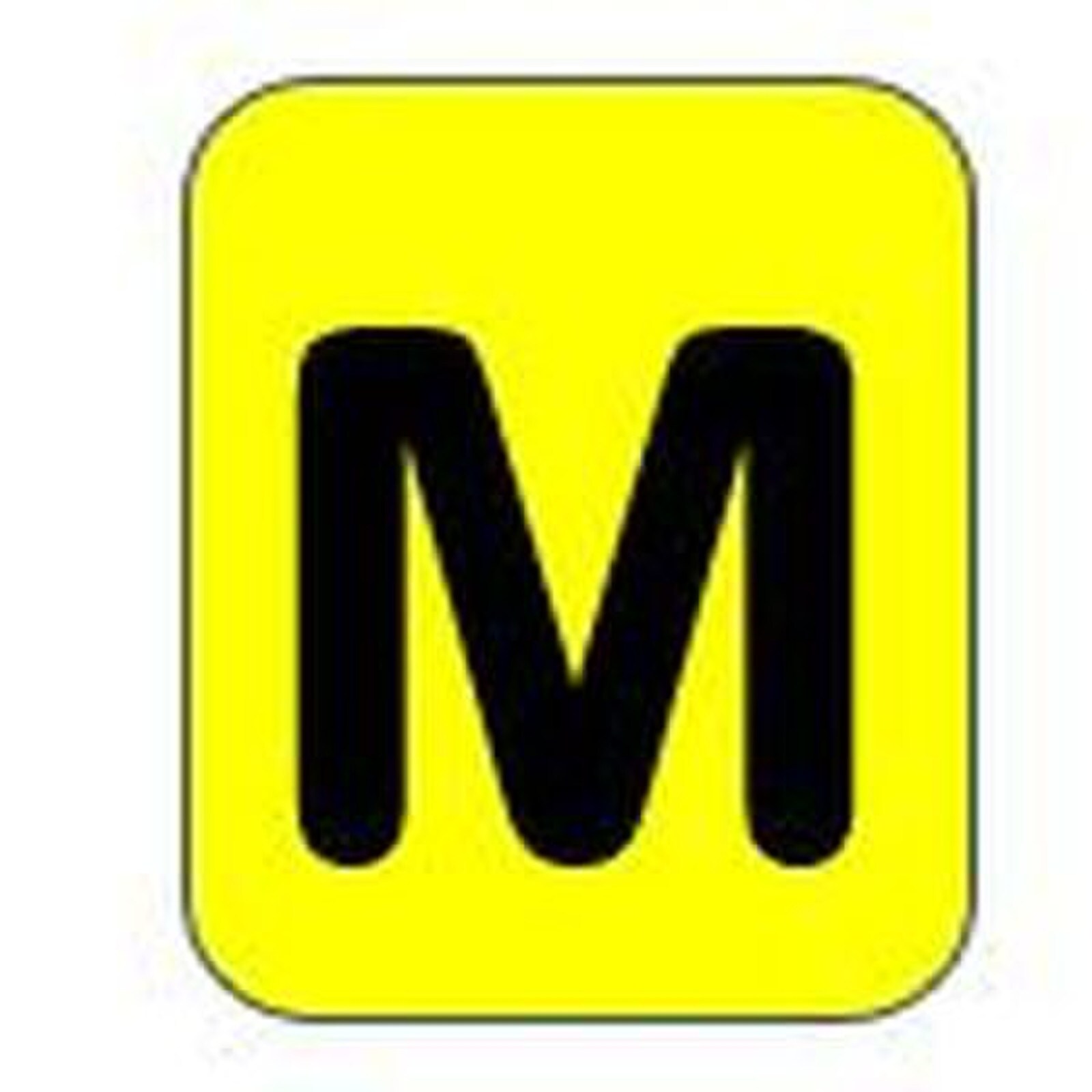 Sign black/yellow 80x51mm - Letter M